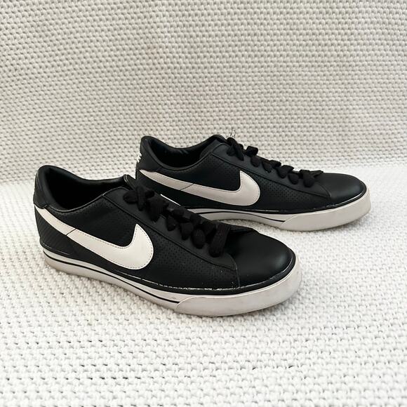 Nike BRS Black Leather Low Top Lace Up Sneakers Sweet Classic Men 10.5 - Picture 1 of 9